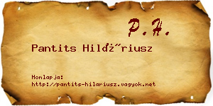 Pantits Hiláriusz névjegykártya